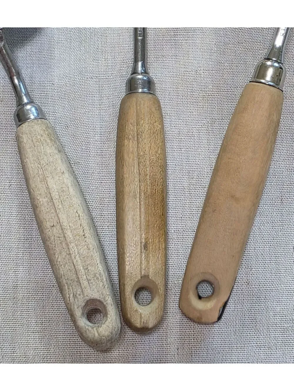 Vintage EKCO Eterna A&J Flipper Lifter 3 Pc Utensil Set Wood Handle Spatula USA